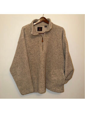 Vtg American Eagle Sherpa Fleece Pullover XL Beige Qtr Zip Unisex Berber Sweater